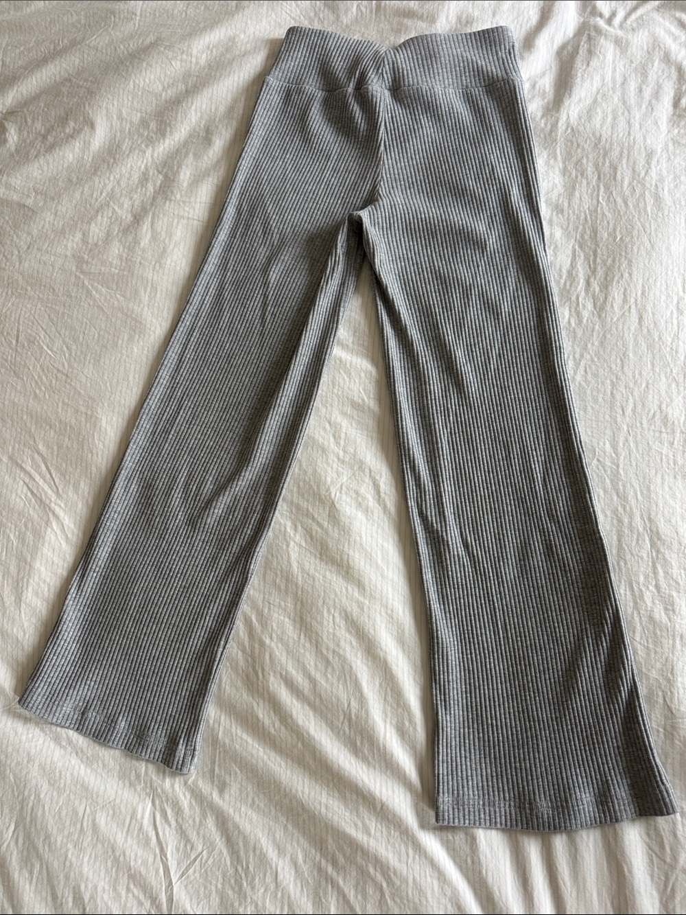 adidas Light Gray Ribbed Flare Leggings - Picture 7 of 9